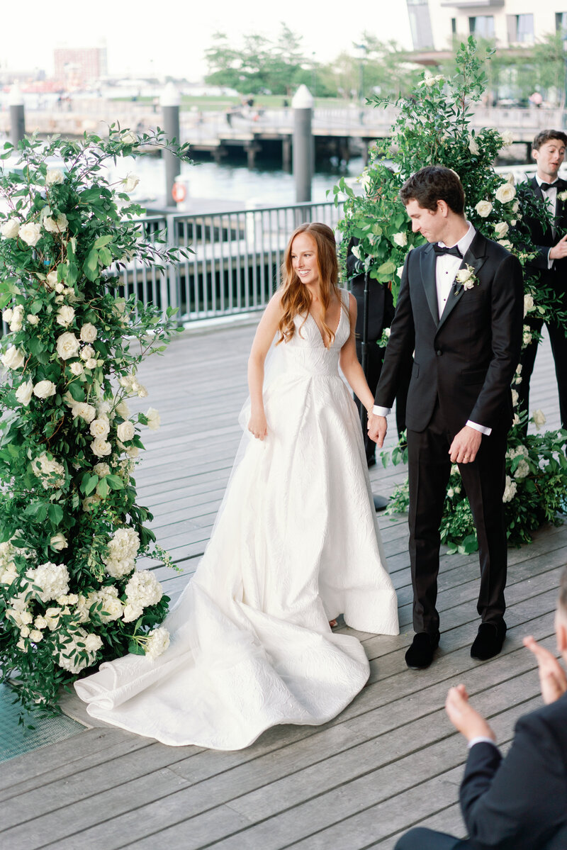 outdoor wedding ceremony on dock in Northeast US