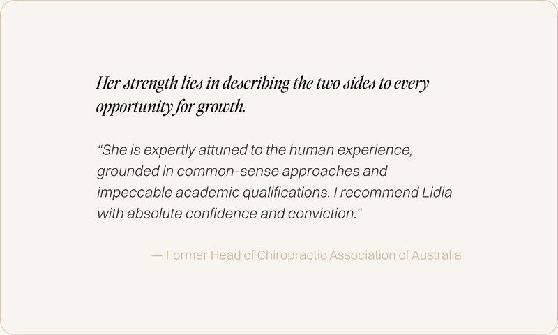 Client testimonial graphic for This Progressed Life with Lidia Ranieri, evolutionary astrologer and executive coach.