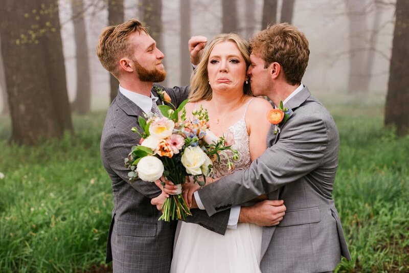 A couple pours champagne during a wedding in Central Virginia