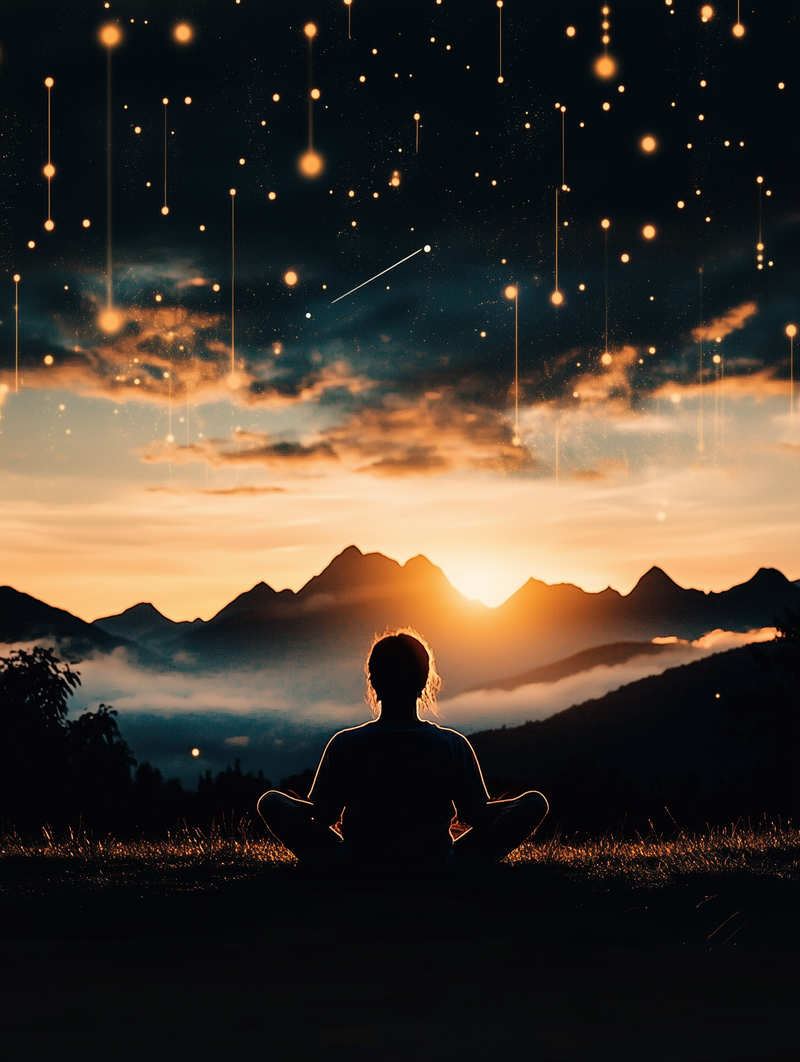 Sacred geometry and healing symbols representing QHHT spiritual practice