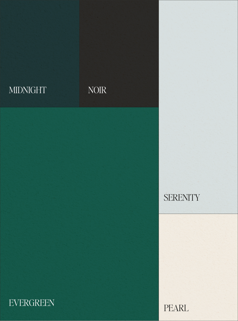 Chic color palette design for Always Present Events branding by Her Higher Standard Design Studio, featuring sophisticated emerald, ivory, and neutral tones for timeless appeal.