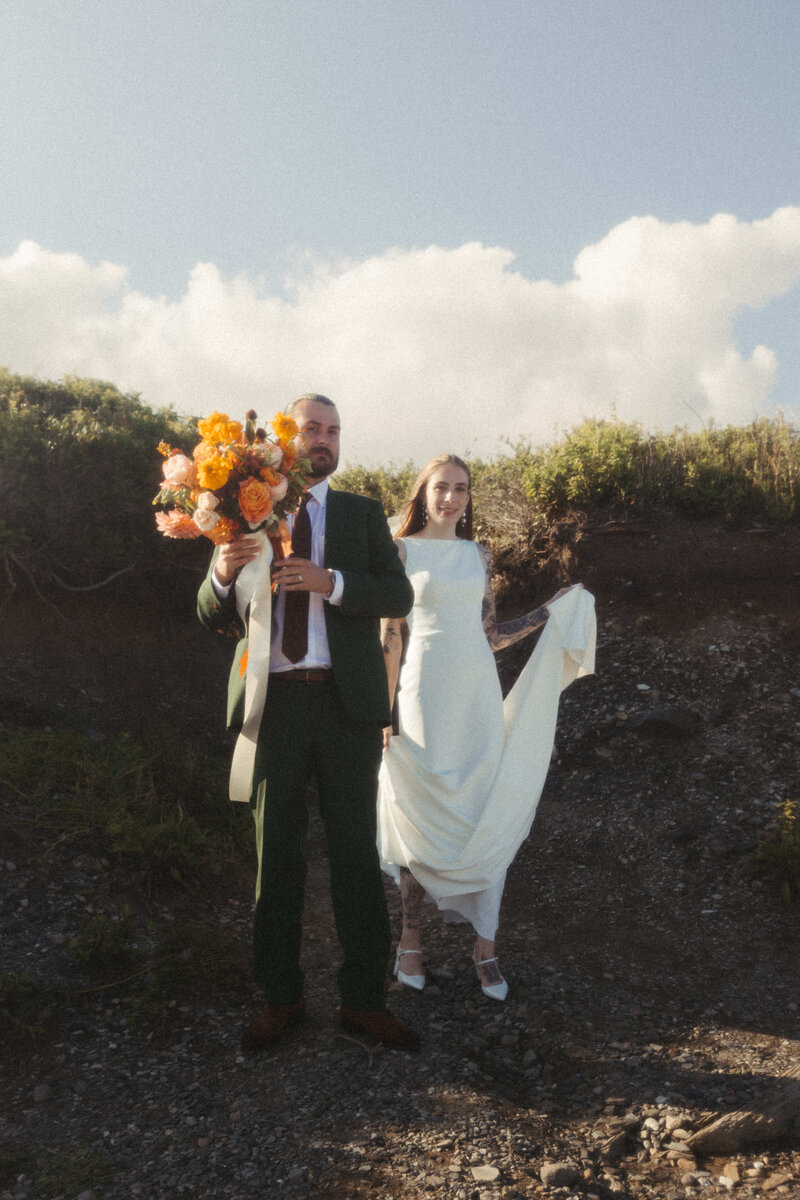 Bride and groom and outdoor elopement in Boston