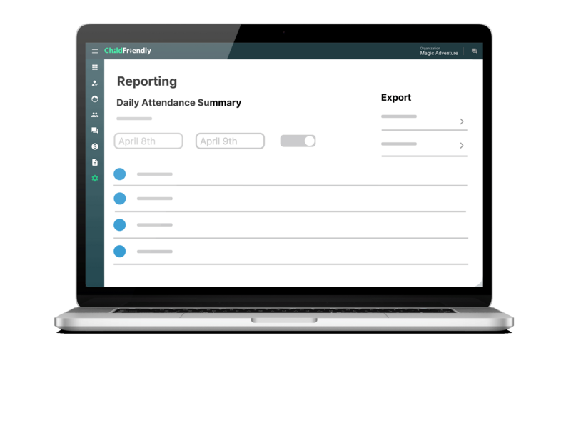 Reporting dashboard for ChildFriendly app.