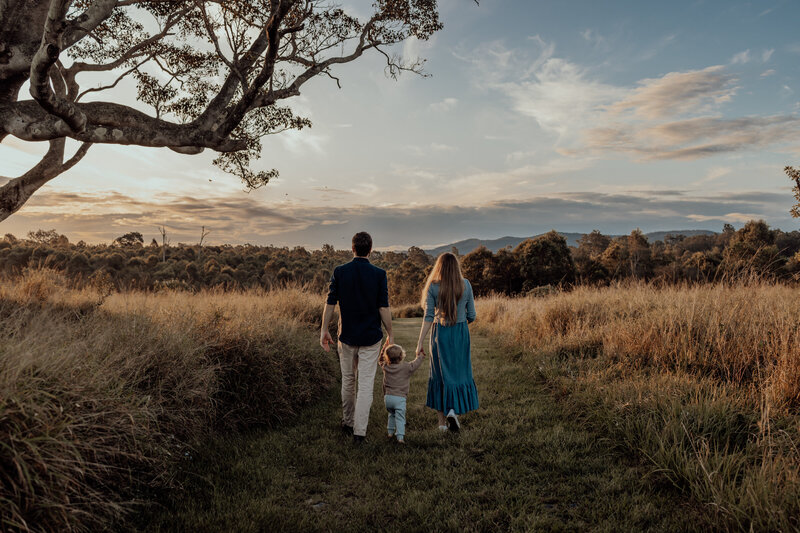Brisbane family photography, outdoor family photos at sunset