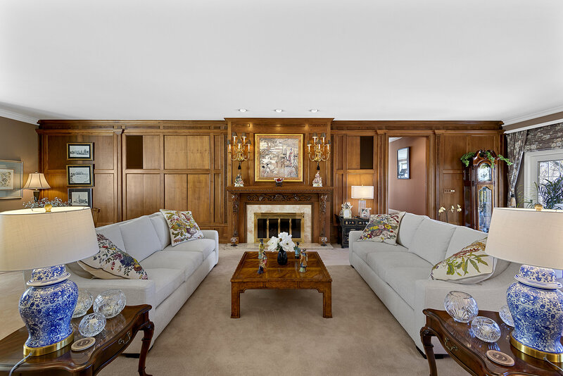 Oklahoma updated living room with fireplace