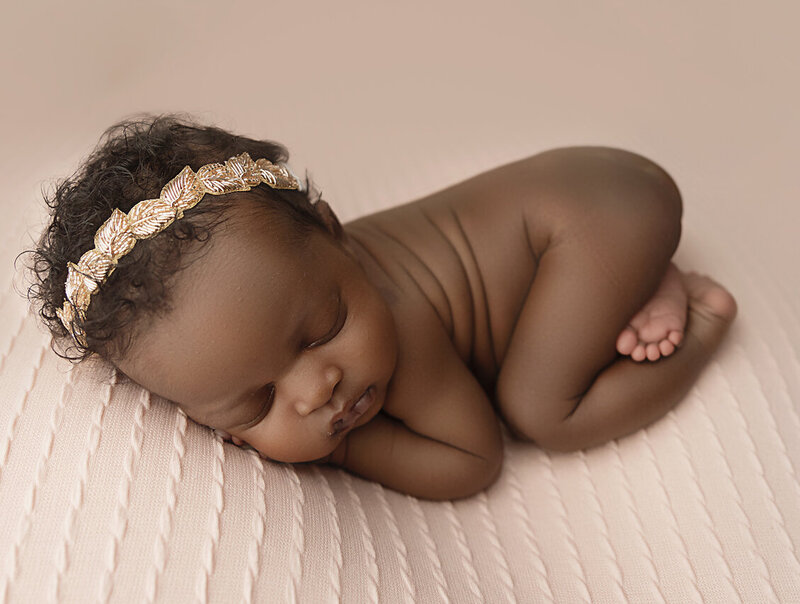 baby girl tushie up pose on pink-charlotte newborn photographer