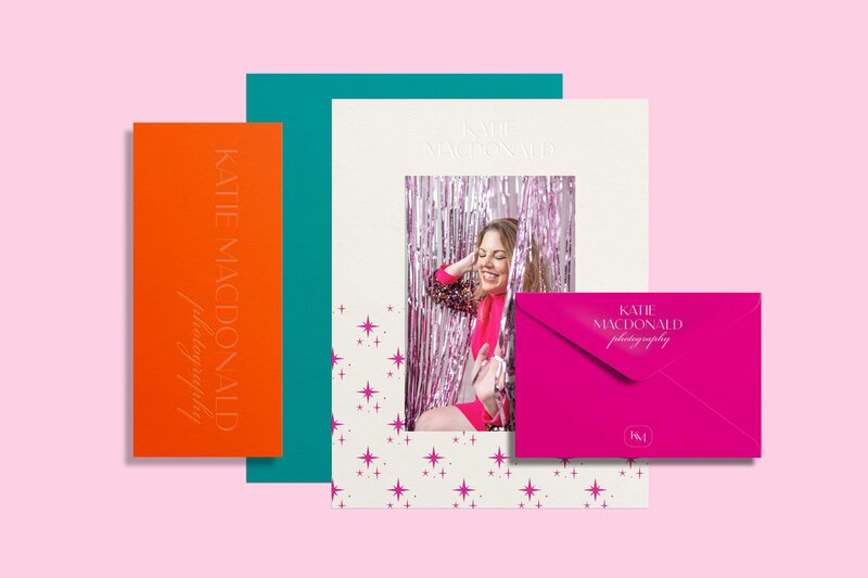 Paper and envelopes with branding for Katie MacDonald Photography