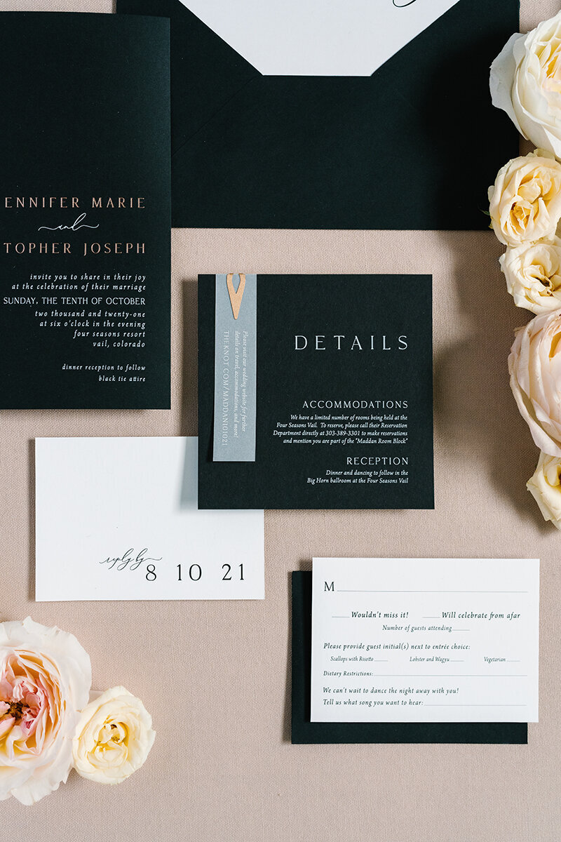 Modern Black Four Seasons  Wedding Invitations
