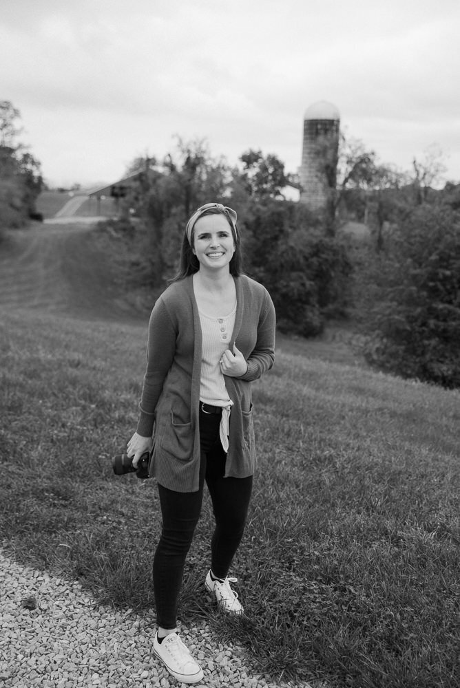 black and white portrait of a wedding photographer in Roanoke