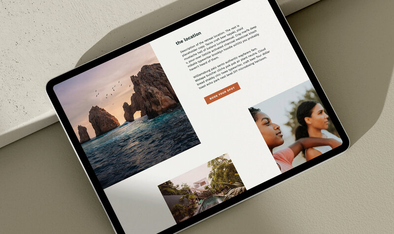 Showit website template featuring a section for boutique fitness studio class types.