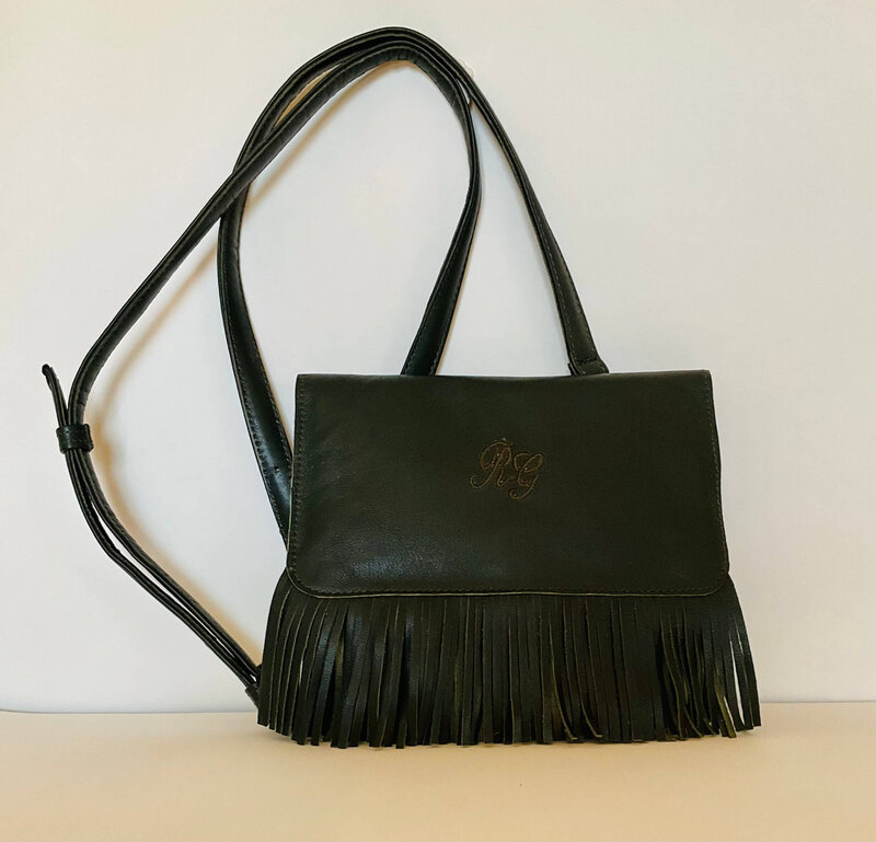 Sac Cuir en Bandoulière à Franges KAKI