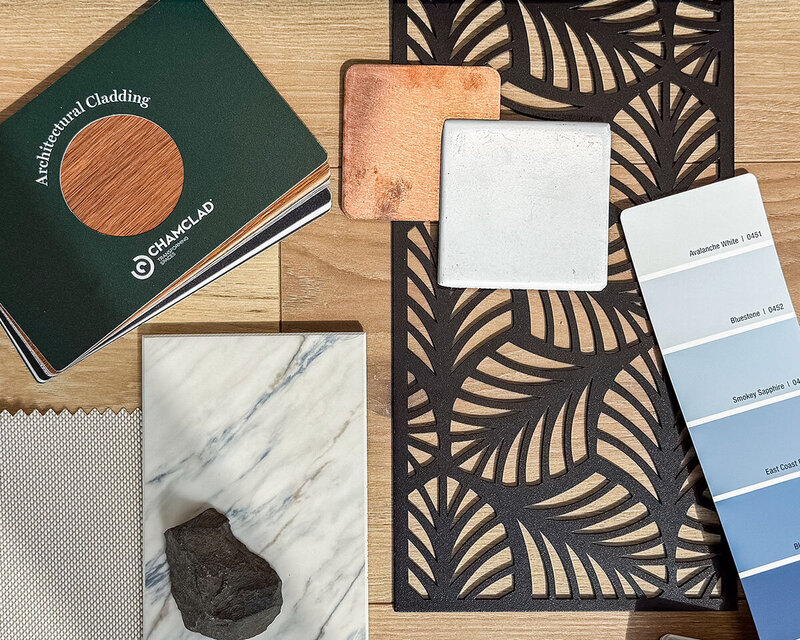 Top view of a variety of deck enhancement options including Hideaway, Dekton, ChamClad, and more. 