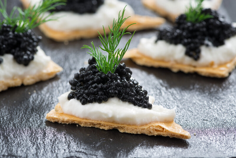 Close up image of caviar appetizers
