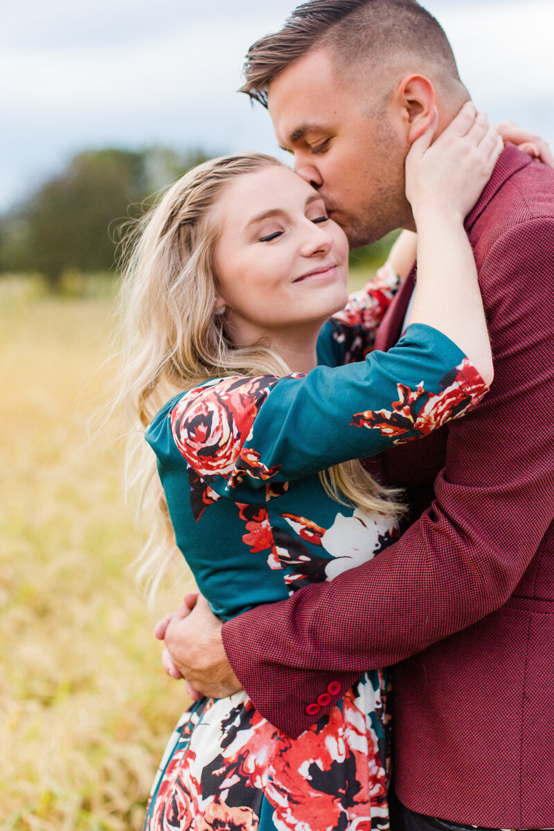 Couple engagement photo taken in Bloomington-Normal, Illinois.