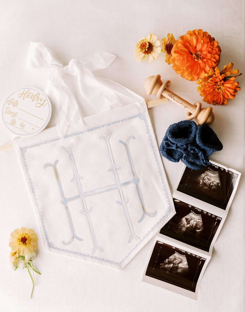 newborn baby monogrammed gifts and ultrasound in peoria, illinois 