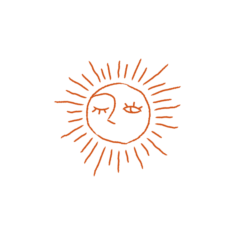 Graphic image of sun with face