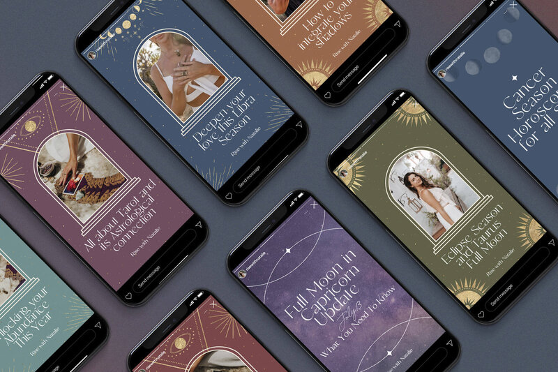 Social Media Templates on iPhones for an Astrologer and Spiritual Coach