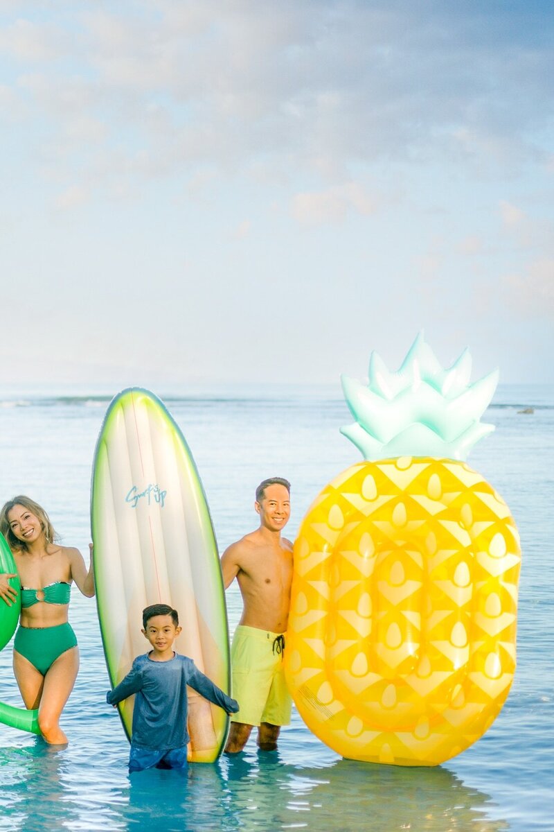 Maui Hawaii theme floats at beach family fun photos