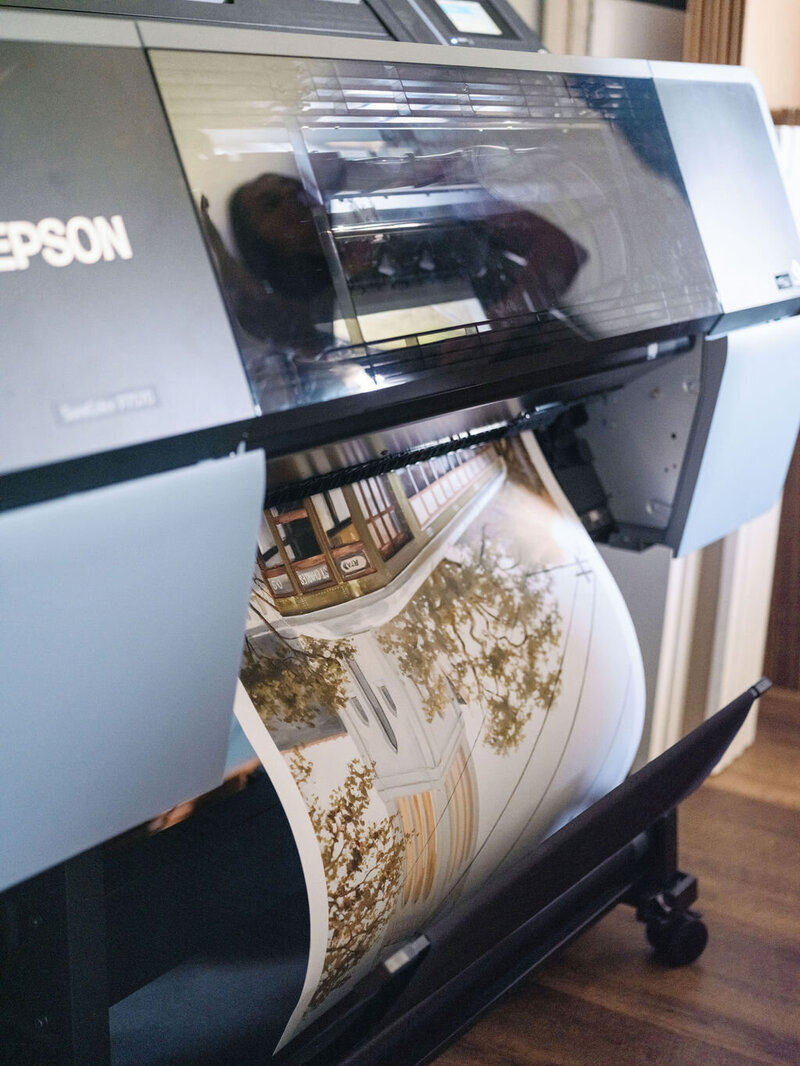 Fine art print printing on professional printer taught by Art to Print with Laurie Anne