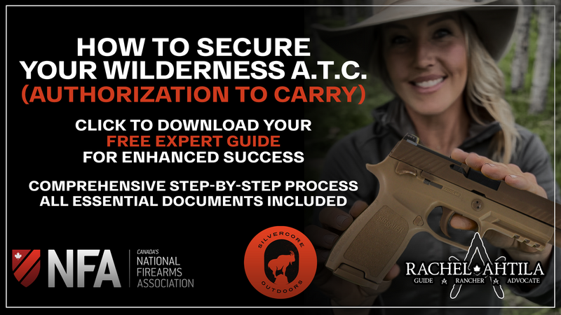 Rachel Ahtila poses with her pistol for the Wilderness Authorization to Carry