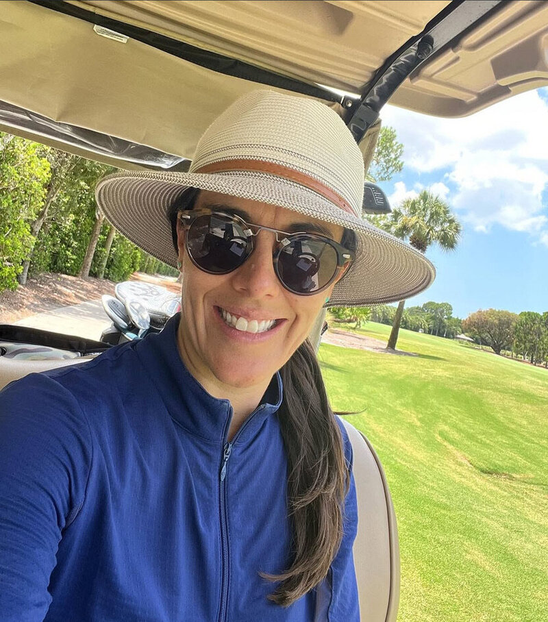 Renee O’Higgins, PGA and LPGA golf instructor playing at Quail West in Naples, Florida.
