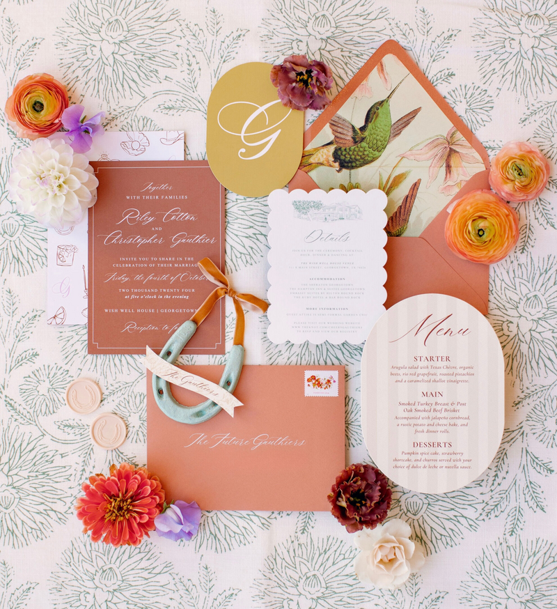custom wedding stationery and menu