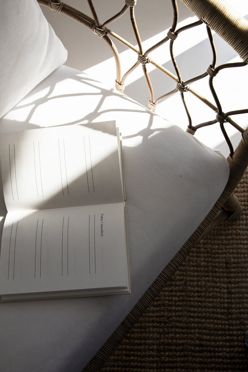Open notebook on a chair