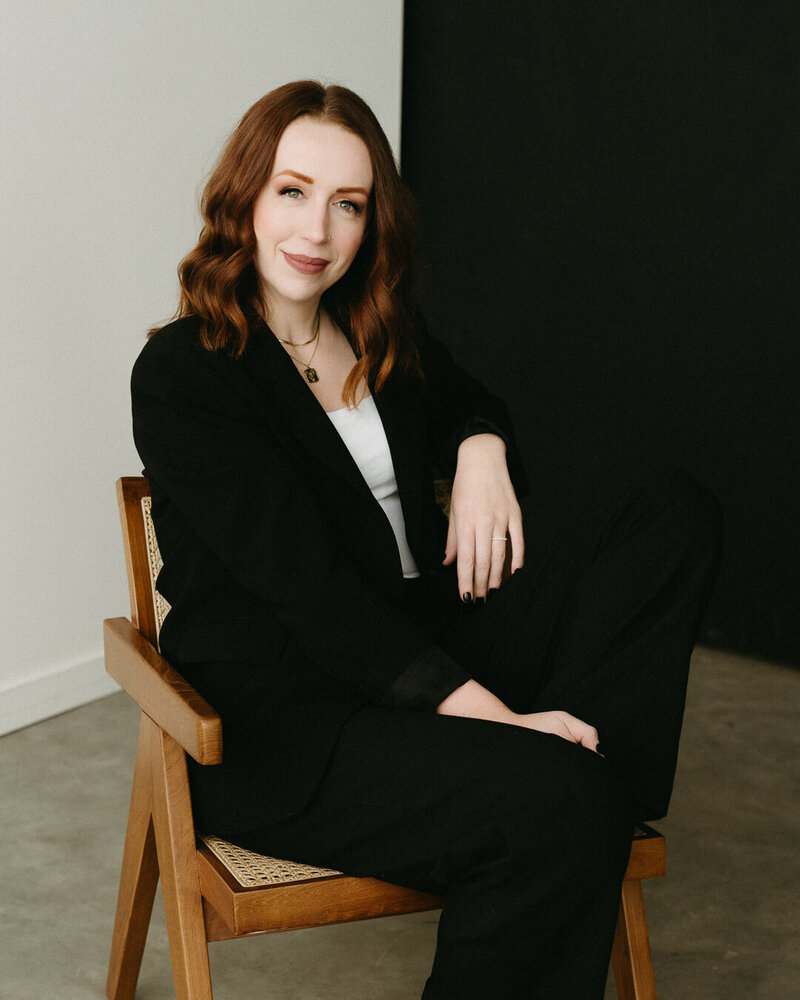 A portrait of Meaghan Baxter, a family and wedding photographer based in Calgary, Alberta.
