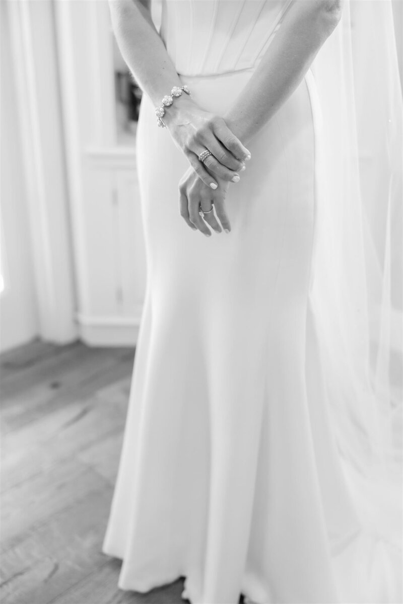 A black and white portrait of a bride by Orlando wedding photographer. 