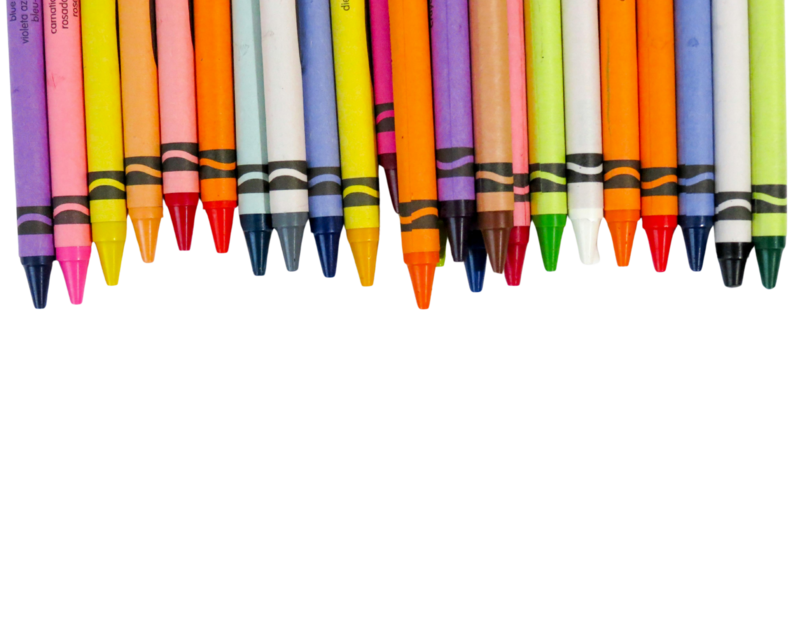 multiple crayons lined up rainbow colors 