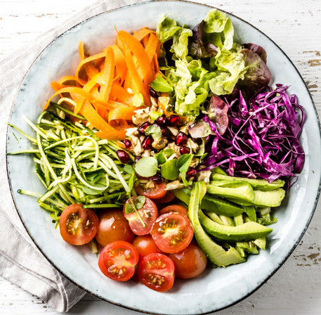 Bowl with colorful cut up vegetables