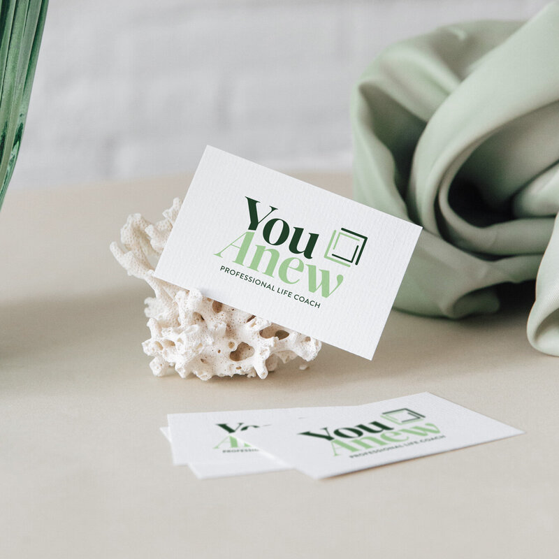 logo design on business card for life coach, based on Ellie Jane brand kit