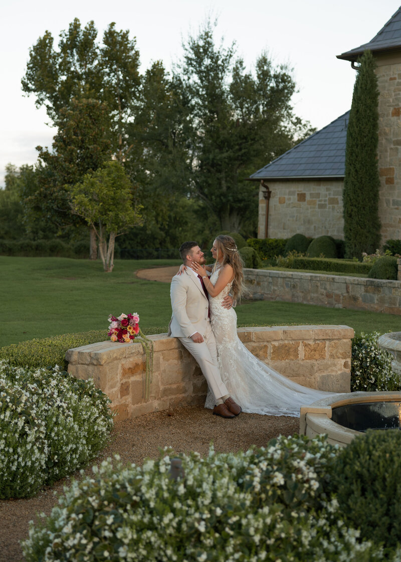 The bride and groom portraits during a sunset at the Bower Venue in Oklahoma City.