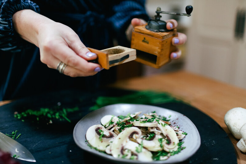 branding-photography-chef-prepares-mushrooms-at-restaurant-in-valbonne