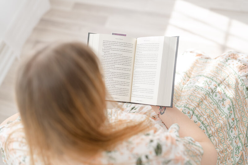 Top view of a book during branding pictures in Manassas, VA