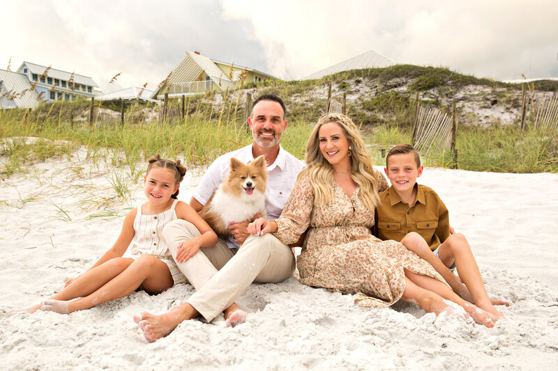 Watercolor florida photographer of a family with a dog