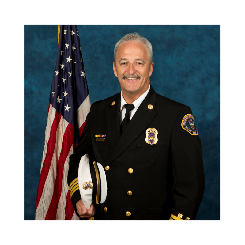 Portrait of Fire Marshall Mike Horton, firefighter honored by Local 935 Pipes and Drums.