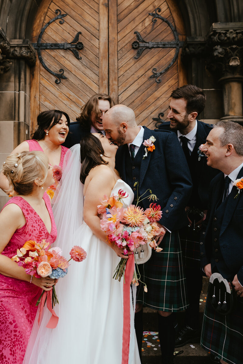 fun bridal party portraits at Netherbyres Wedding Venue