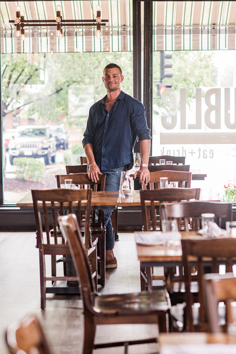 man standing in resturant
