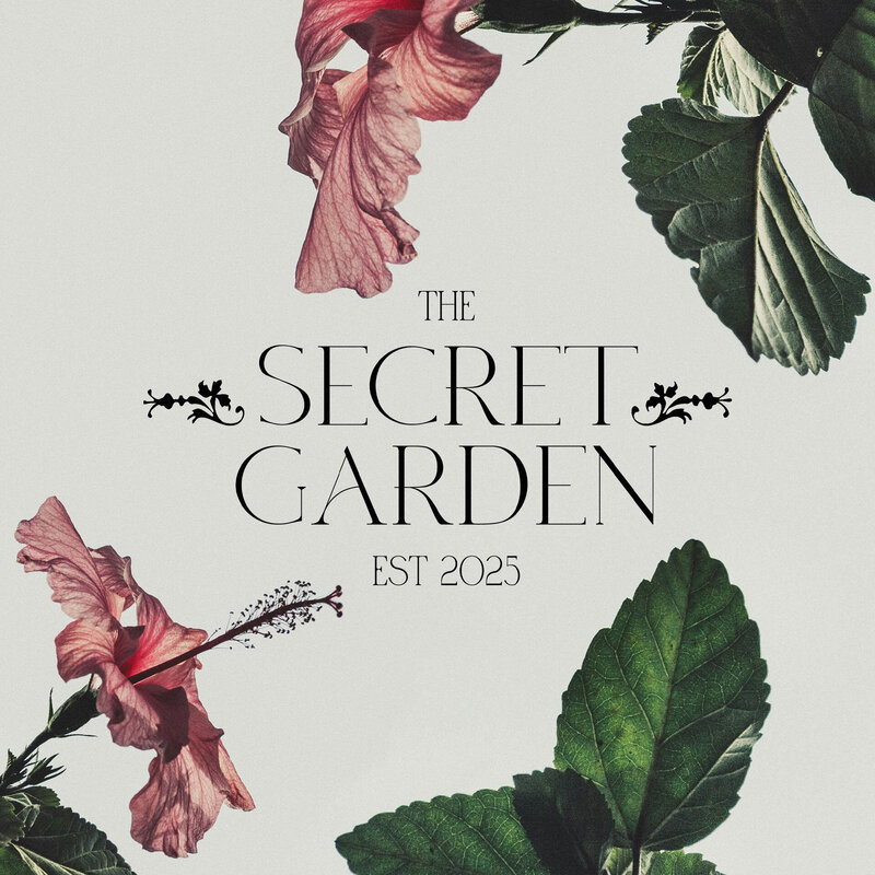 Beautiful logotype for a flower shop. The logotype is placed in the middle of a picture of flowers.