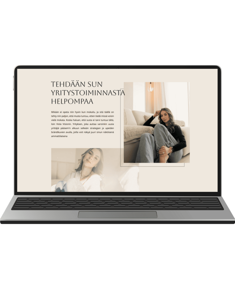 läppäri, jossa kuvana esimerkki valmiista nettisivupohjasta