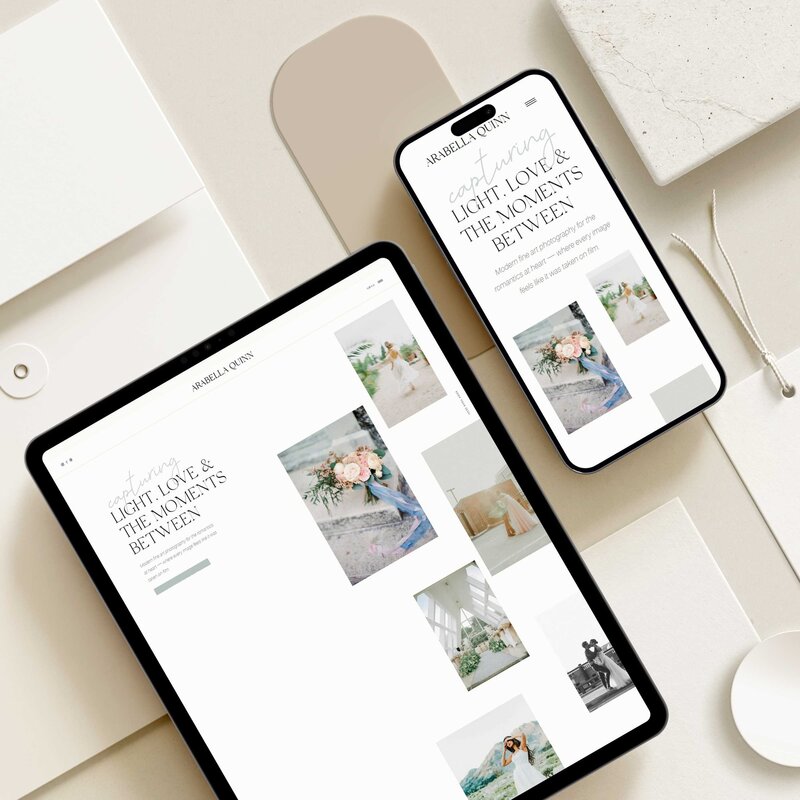 Arabella Quinn Showit home page—story-first structure with refined typography and intuitive flow guiding visitors from intrigue to inquiry (18)