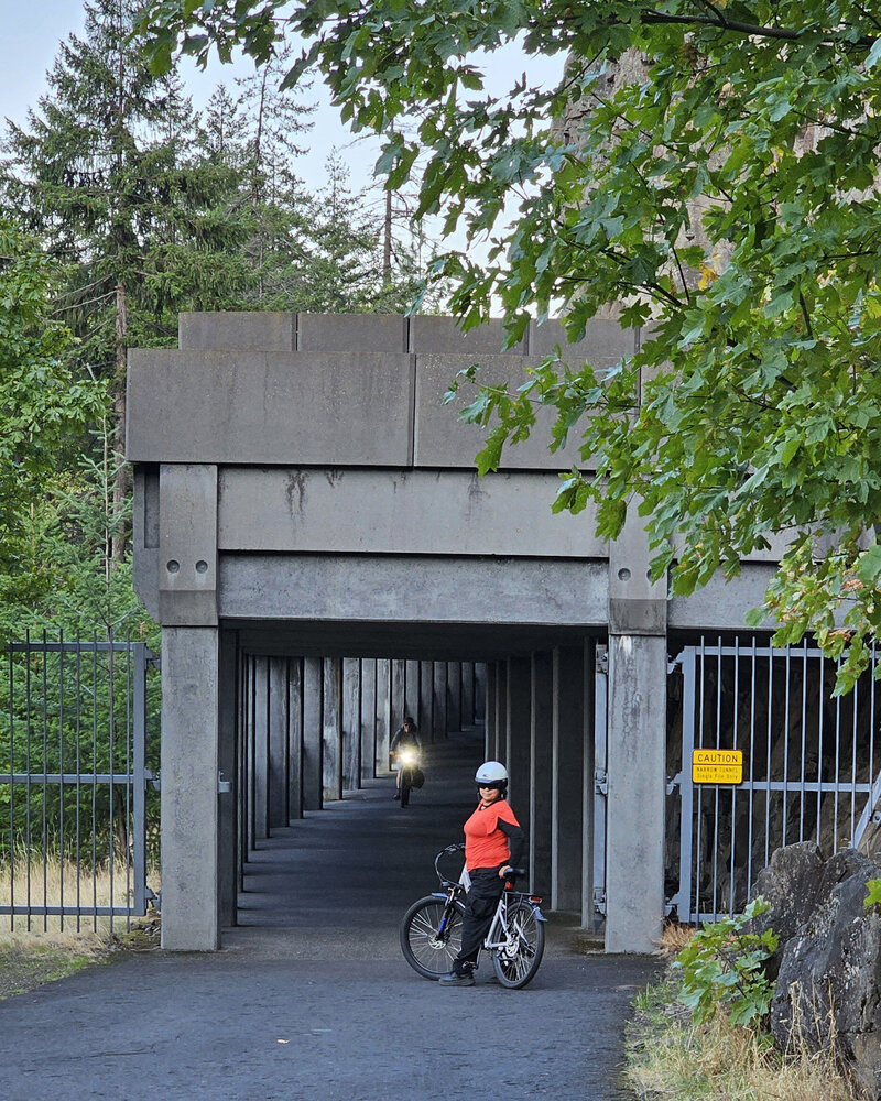 Enjoy a scenic ride through the tunnel entrance in Mosier, offering a unique change of scenery with The Gorge E-Bike Adventure Rentals
