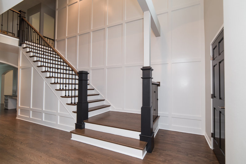 Interior Home Custom Entry Foyer Stairway Wood Flooring  Remodel