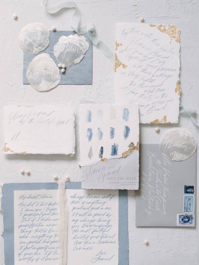 seattle-luxury-wedding-photographers-flat-lay-invitations-blue