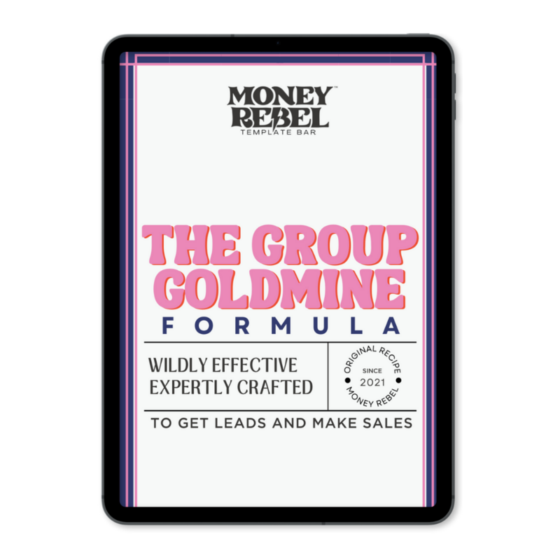 Mockup image of the Group Goldmine Formula by the Money Rebel Template Bar.