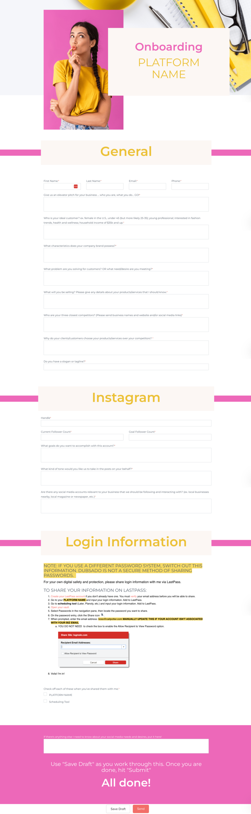 Zinnia Questionnaire Dubsado
