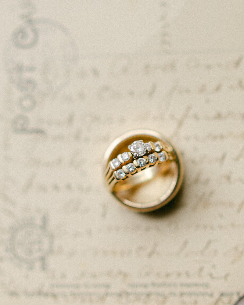 Diamond wedding ring photographed by Sarah Woods in Lake Tahoe.
