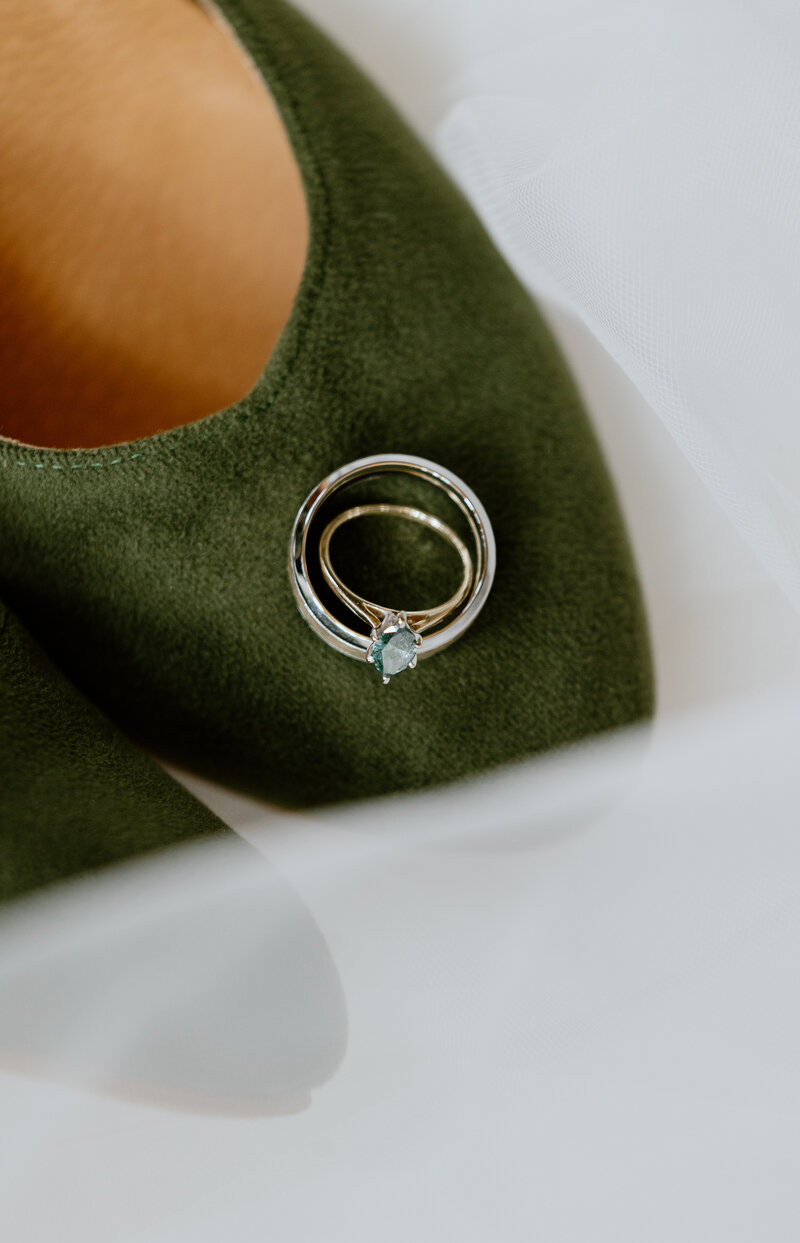 Elegant Colorado wedding flat lay with luxe textures and a soft color palette