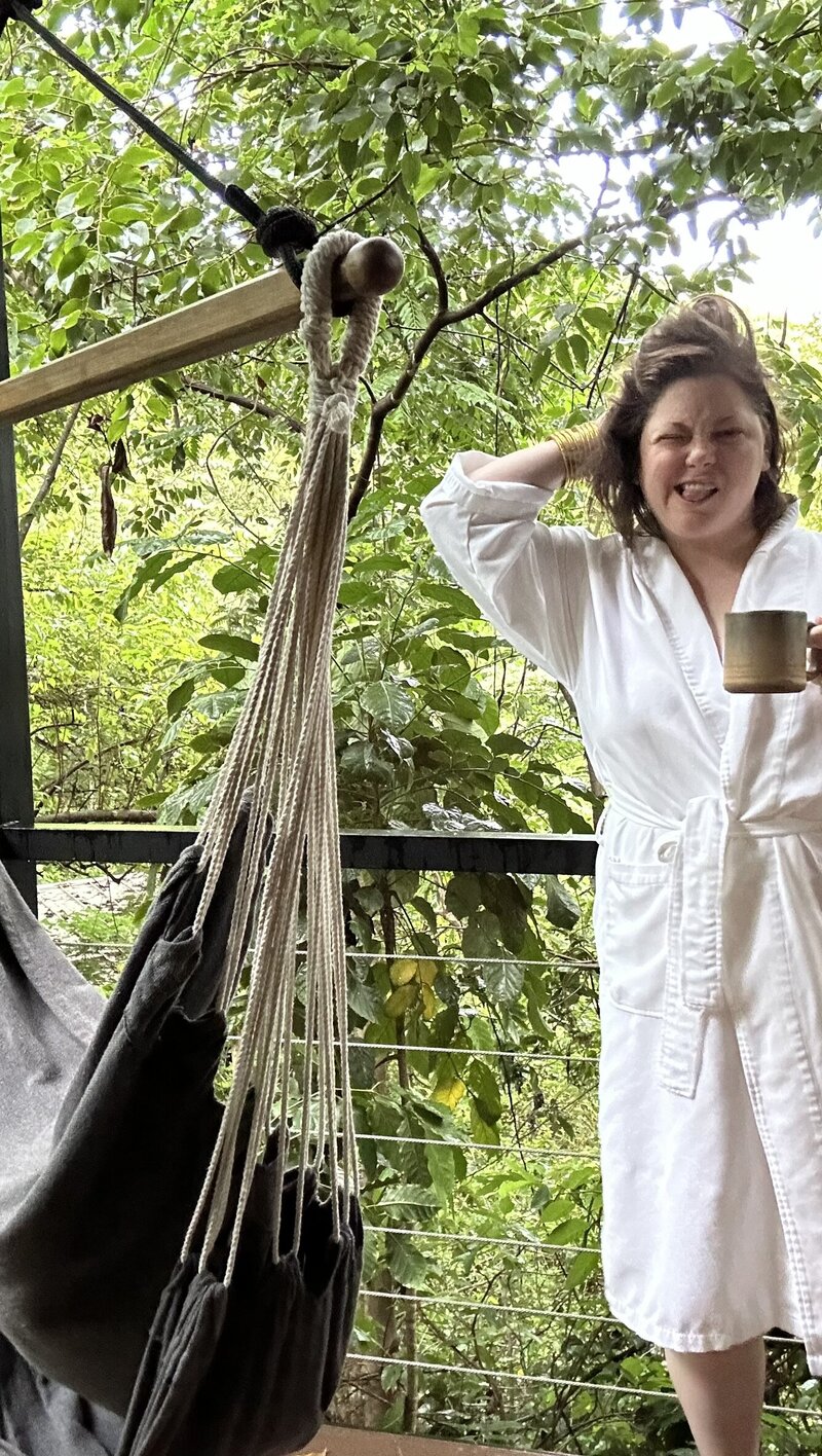 Dana waking up in the jungle during a scouting trip